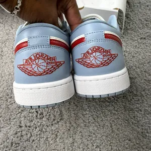 Nike Womens Air Jordan 1 Low Sail Dune Red Blue Grey DC0774-164 Size 12 thumbnail 4
