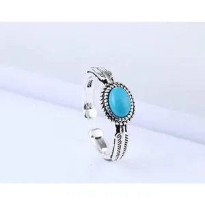 NEW Women's Boho Turquoise Ring, 925 Sterling Silver‎ Adjustable thumbnail 7