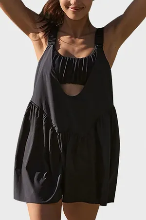 Summer Black Mini Dress with Front Cutout thumbnail 1