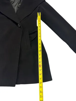 Braetan Black Wool Blend Belted Shawl Collar Wrap Coat Size 4 thumbnail 5