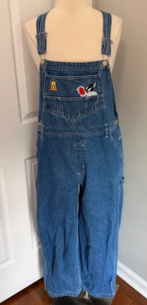 Vintage Medium Wash Looney Tunes Overalls thumbnail 1