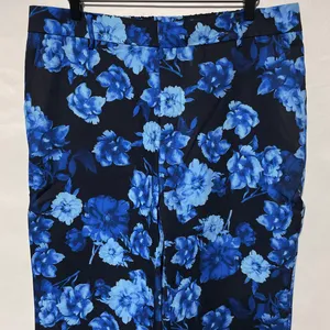 Area stars New Floral Print Work Pants Trousers Hannah Black Blue Size XL thumbnail 4