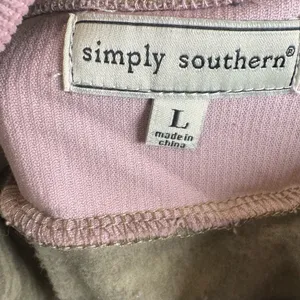 Simply Southern khaki and pink courdoroy and fleece pullover size large NWT thumbnail 7