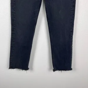 Agolde Riley‎ Crop High Rise Straight Leg Jeans Washed Black Raw Hem 26 thumbnail 3