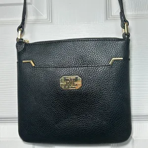 Lauren Ralph‎ Lauren Black Faux Leather Crossbody Bag Small Gold Hardware thumbnail 1