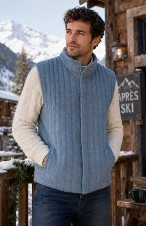 Vampire 1950 Wool Ski Vest 46 Blue Made Italy Wool Apres Ski Authier thumbnail 1