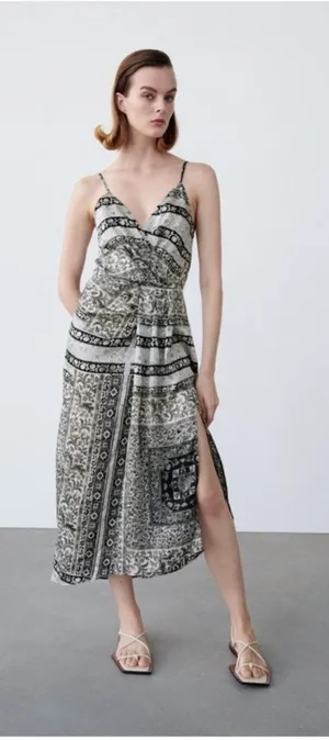Zara Asymmetrical Dress in Black and White thumbnail 1
