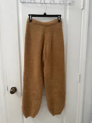SKIMS Brown Cozy Teddy Fleece Jogger Lounge Pants Drawstring Womens (Size S/M) thumbnail 5