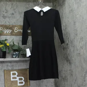 NWT BCX Juniors Pearl-Collar 3/4 Sleeve Dress 1104M8M Black XS thumbnail 5
