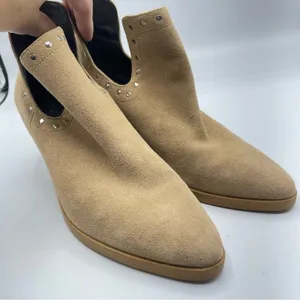 Rebecca Minkoff Tan Suede Leather Studded D’orsay Ankle Boots Womens 6 Booties thumbnail 10