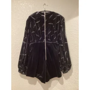 Bronx And Bronco black Maria Velvet V neck Romper Size Small thumbnail 4