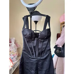 House of CB FIORELLA Black Satin‎ Corset Midi Dress Size Small Feminine Sexy thumbnail 15