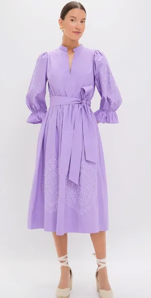 Tuckernuck Lavender Embroidery Dowling Midi Dress thumbnail 1