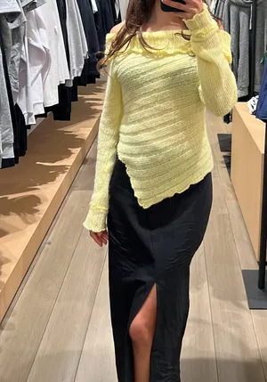 Urban Outfitters Kimchi Blue Yellow Fiona Off the Shoulder Sweater with Bow thumbnail 10