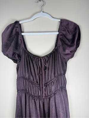 GB Satin Milkmaid Fairy Witchy Midi Dress Sz M Coquette thumbnail 3