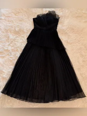 NEW Betsy & Adam Pleated Square Neck black Ball Gown Sz 4 thumbnail 6