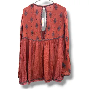 Free‎ People Tunic Womens S Red Embroidered Babydoll V Neck Boho NWT Flawed thumbnail 4