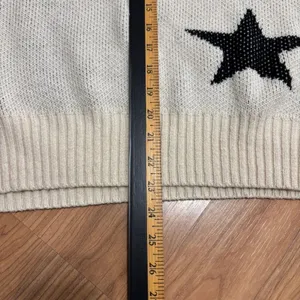 Star Sweater Cream Black Boat Neck Chunky Knit Celestial‎ Casual Cozy XL/2XL thumbnail 10
