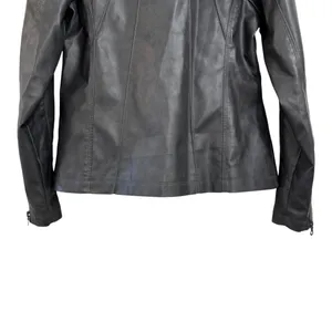 Tagoo Vegan Faux Leather Gray Biker Moto Zip Up Grunge Jacket NWT Large thumbnail 13