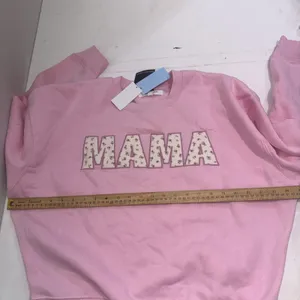 Grayson Threads Mama Pink Crewneck Oversized Sweatshirt Floral Patchwork Applique Size Small NWT thumbnail 10