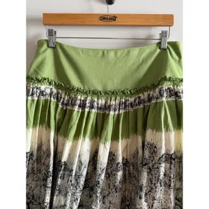 Anthropologie style Green Toile Print Cotton Boho Peasant‎ Skirt Cottagecore thumbnail 9
