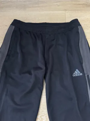 Adidas Black Track Pants with Gray Side Stripes thumbnail 2