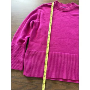 GAP Womens Fuchsia Pink Ribbed Hem Crewneck Sweater‎ Size Medium Side Slit Knit thumbnail 4