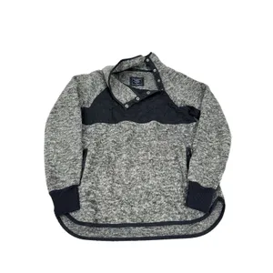 Abercrombie & Fitch Fleece Pullover‎ Womens M Gray Snap Neck Quilted Trim Sherpa thumbnail 3