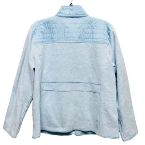 Talbots Womens Jacket XL Blue High Neck Zips Pockets Fleece Cotton Blend‎ thumbnail 3