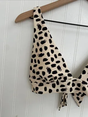 AERIE Pique Triangle Tie Back Bikini Swim Top Abstract Dot Size S NWT thumbnail 6