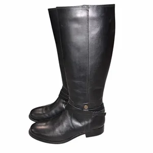 Frye Melissa Belted Black Leather Tall Riding Boots Shoes size 6 thumbnail 4