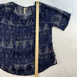 Y2K Mudd L Large Top Sheer Aztec Graphic‎ Whimsygoth Fairy Boho Grunge Women's thumbnail 10