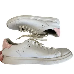 Tory Burch Howell Court White Pink Leather Lace Up Sneakers Women's Size 8 thumbnail 4