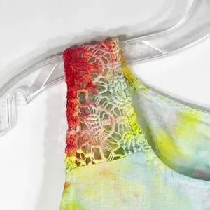 Galaxy Garden Jeanne Pierre Small Top Handmade Tie‎ Dye Pink Yellow Crochet 537 thumbnail 8