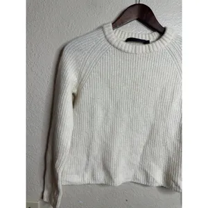 Jenni Kayne Cashmere Fisherman Sweater size XS Ivory Ribbed Crewneck thumbnail 6