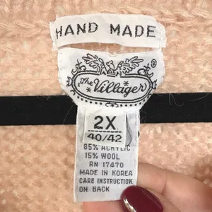 Vintage Handmade Rose Pink Acrylic Knit Cottagecore Oversized Sweater Vest 2X thumbnail 6