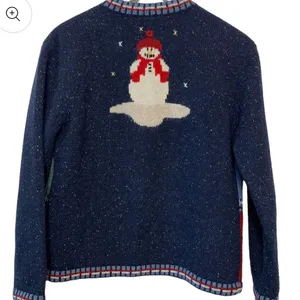 ALBOTS Vintage 90s Talbots Patchwork Christmas Winter Wool Cardigan Sweater XL. thumbnail 2