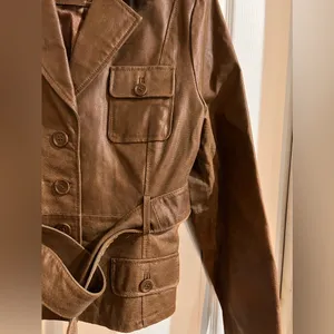 Rustic Brown Faux Leather Jacket Size L thumbnail 3