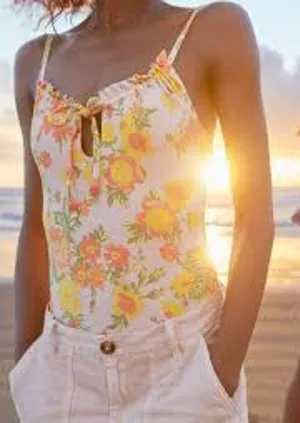 AERIE Floral Printed Cheeky One Piece COTTAGECORE FEMININE Swimsuit Medium M thumbnail 1