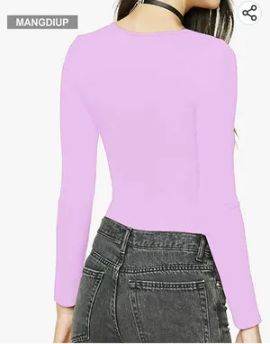 Women's Round Collar Long Sleeve Short Sleeve Basic Elastic Bodysuit Jumpsuit thumbnail 3