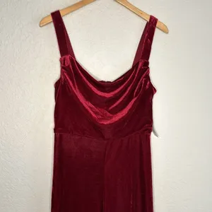 NEW BCBG Paris Burgundy Wine Velvet Jumpsuit Holiday Vampire Fall Wide Leg thumbnail 3
