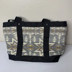 Pendleton Cowhide Leather Wool Travel Tote Zip Black Western thumbnail 10