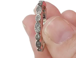 Marquise & Round Shapes Clear Glass Stones Sterling Silver Stackable Ring thumbnail 8