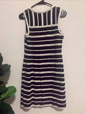 Max Studio black and White nautical Striped Knit Tank Dress M thumbnail 6