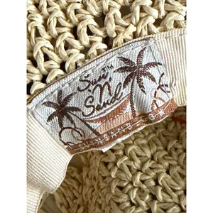 Sun n Sand Crochet Crown Wide Brim Straw Hat with Beads thumbnail 4