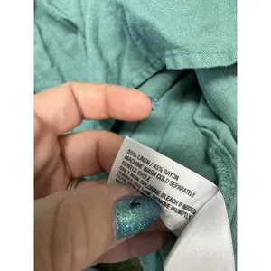 Universal Threads Dress Green Short Sleeve Mini Flare Linen Blend Boho V-Neck S thumbnail 6