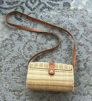 Express Shiraleah Bali Rattan Crossbody Bag Tan thumbnail 1