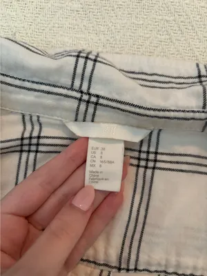 H&M Flannel Plaid White Black thumbnail 3