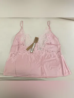 Skims SILK Lace-Trim Pink Cami Top Peony Tonal Size M NWT ( top only) thumbnail 4