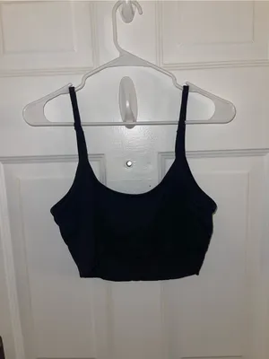 Aeropostale Aerie Basic Black Ribbed Cropped Tank Top - Size Large thumbnail 2